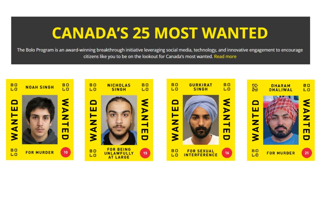 Four South Asian origin men among Canada's 25 most wanted fugitives
