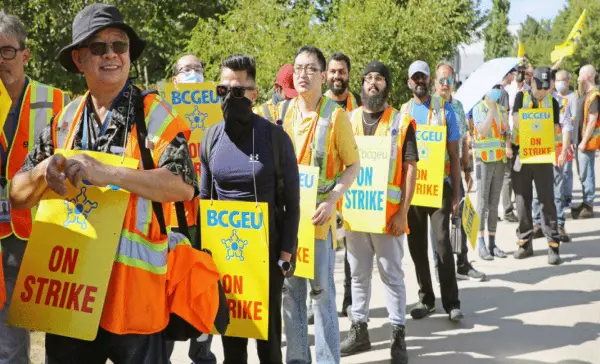 B.C. public sector workers marched through downtown Vancouver today