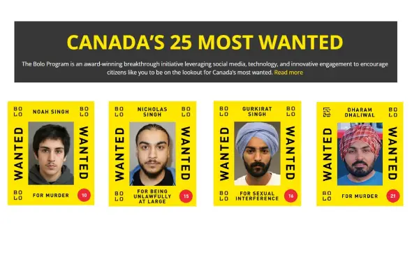 Four South Asian origin men among Canada's 25 most wanted fugitives