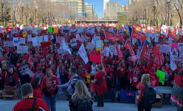 Alberta students stage walkouts to support teachers and protest back-to-work legislation