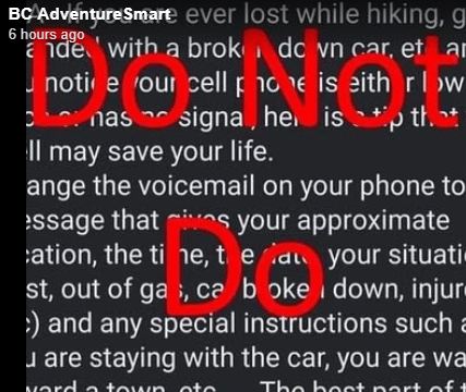 B.C. Adventure Smart is warning against ‘viral’ voicemail advice