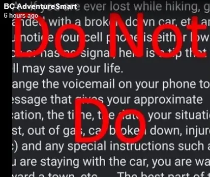 B.C. Adventure Smart is warning against ‘viral’ voicemail advice