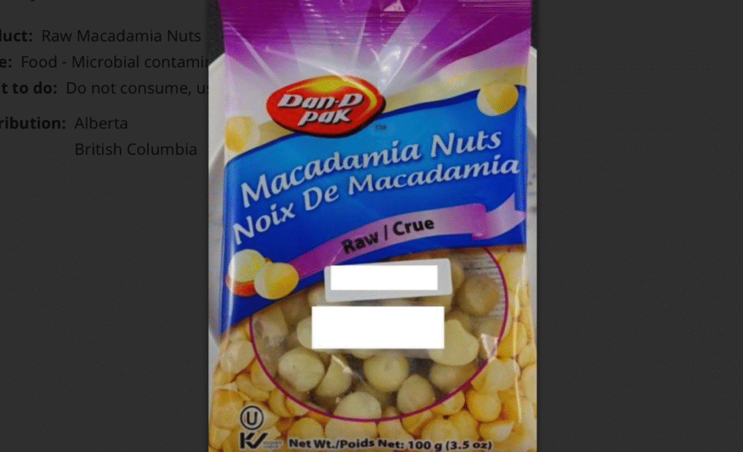 Dan-D Pak brand raw Macadamia nuts recalled due to salmonella