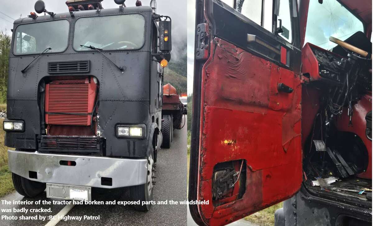 Unsafe tractor-trailer pulled off Highway 1 near Malakwa after numerous violations