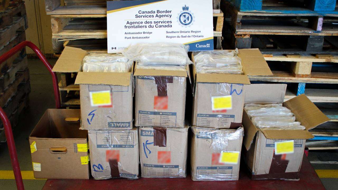CBSA seizes 127kgs of suspected cocaine at Ambassador Bridge; Mississauga men arrested 