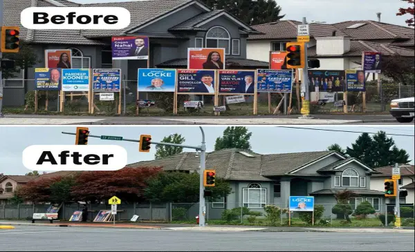 McCallum questions removal of election signs while Locke sign remains