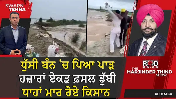 ਧੁੱਸੀ ਬੰਨ 'ਚ ਪਿਆ ਪਾੜ, ਹਜ਼ਾਰਾਂ ਏਕੜ ਫ਼ਸਲ ਡੁੱਬੀ, ਧਾਹਾਂ ਮਾਰ ਰੋਏ ਕਿਸਾਨ