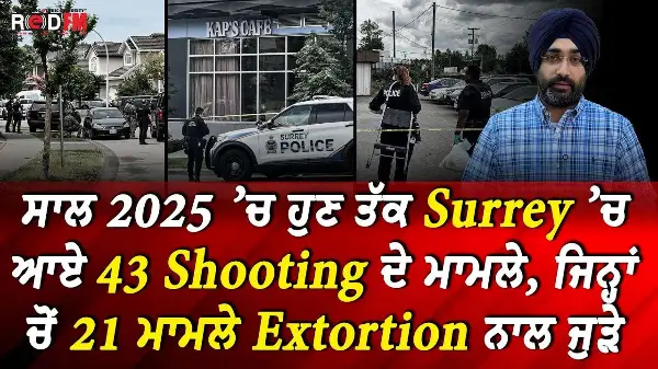 In 2025, Surrey has seen 43 shooting incidents — 21 of them linked to extortion | RED FM Report