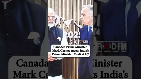Canada’s Prime Minister Mark Carney meets with India’s Prime Minister Narendra Modi at the G7 Summit
