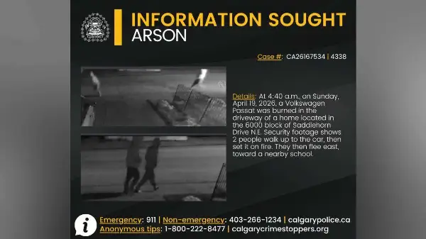Vehicle set on fire in Northeast Calgary arson case