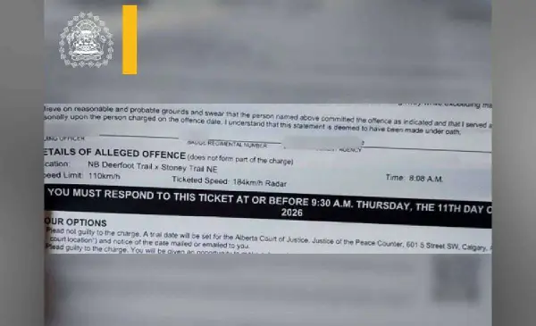 Driver Clocked at 184 km/h on Deerfoot Trail Faces Court Summons