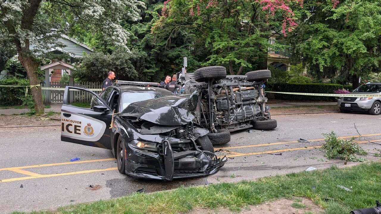 Senior critically injured, 2 VPD officers hospitalized in West End vehicle-ramming incident 