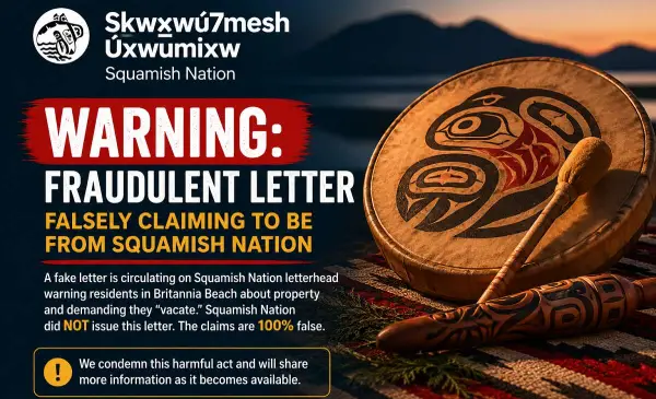 Fake Squamish Nation letter sparks warning to residents 