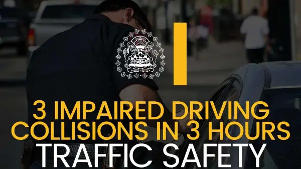 Three impaired driving crashes reported in three hours