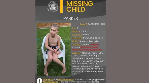 Calgary Police refocus search for missing 11-year-old Parker