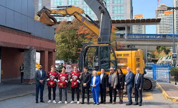 Bulldozers roll and Mayor takes the controls as demolition begins for Surrey’s $360M City Centre Arena