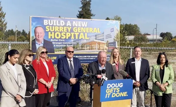 Ex-mayor McCullum promise to build 'Surrey General Hospital' in Newton 