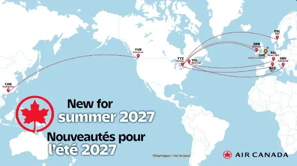 Air Canada adds seven new international routes for summer 2027
